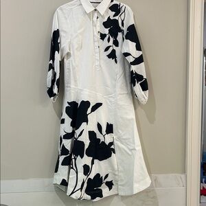 Anthropologie Black and White Floral Dress